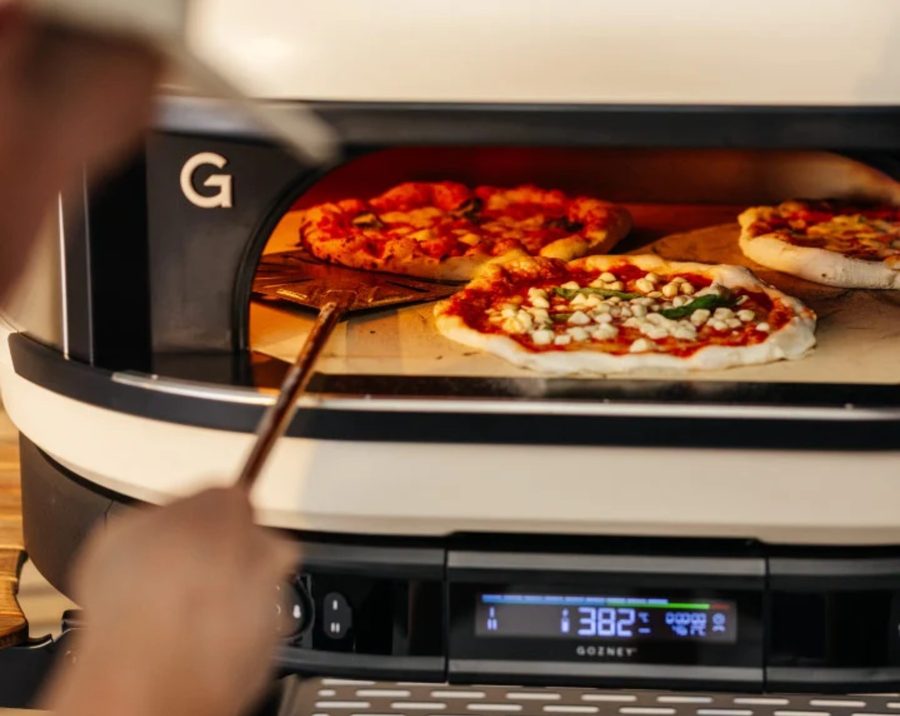 Pizzas baking in a Gozney Dome oven